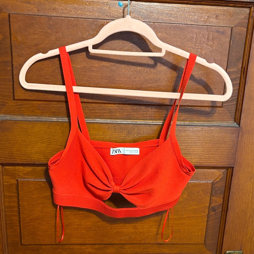 Zara Vibrant Red Knotted Bralette